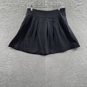 Banana Republic Womens Flare Skirt 6 Gray Blue Geometric Pleats Side Zip